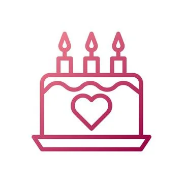 Cake love icon gradient white red style valentine illustration symbol perfect Stock Illustration