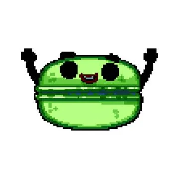 Cake macaron character pixel art vector illustration Stock Illustration