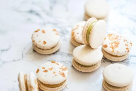 Cake macaron, macaroon on marble background Stock Photos