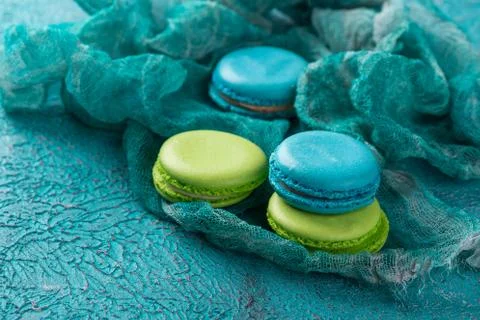 Cake macaron or macaroon, colorful almond cookies. Stock Photos