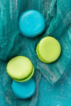Cake macaron or macaroon, colorful almond cookies. Stock Photos