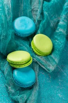 Cake macaron or macaroon, colorful almond cookies. Stock Photos