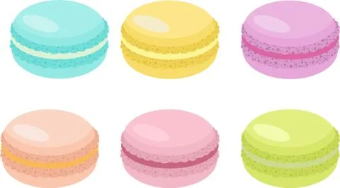 Cake macaron or macaroon Raster Illustration, colorful almond cookies, pastel Stock Illustration