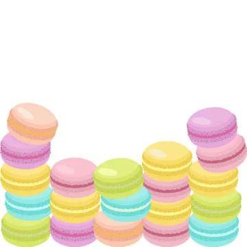 Cake macaron or macaroon Raster Illustration, colorful almond cookies, pastel Stock Illustration