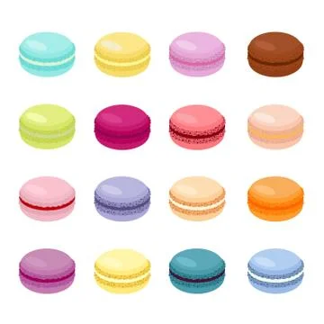 Cake macaron or macaroon Raster Illustration, colorful almond cookies, pastel Stock Illustration
