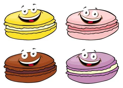 Cake macaron or macaroon Vector Illustration set, colorful almond cookies Stock Illustration