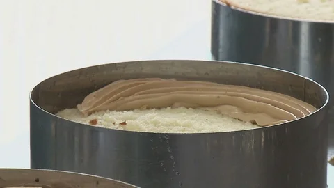 Cake making delicious sweet dessert Stock Footage 100774329