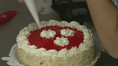 Cake making delicious sweet dessert Stock Footage 100774550