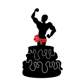 Cake man Going Out of a Huge Cake Stock Illustration