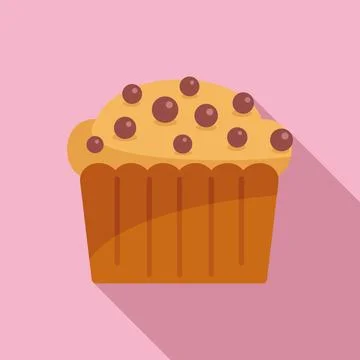 Cake muffin icon flat vector. Food bread Stock Illustration