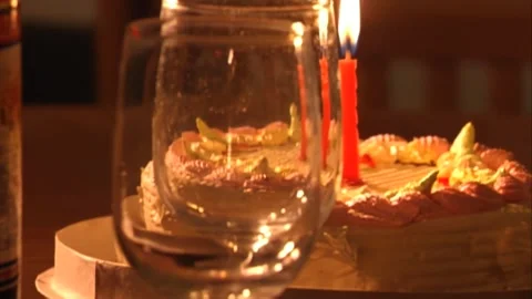 Cake next to two wine glasses Stock Footage 253772440