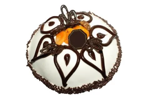 Cake with note on white background Stock Photos