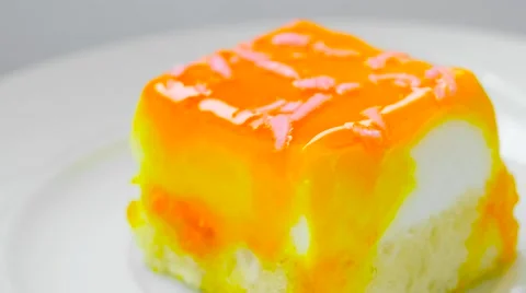 Cake with orange jam on top Stock Footage 54227764