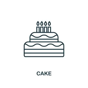 Cake outline icon. Simple element illustration. Cake icon symbol design from Stock Illustration
