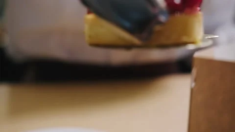 The cake is packed in a box Stock Footage 221420039