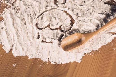 Cake painted on flour Stock Photos