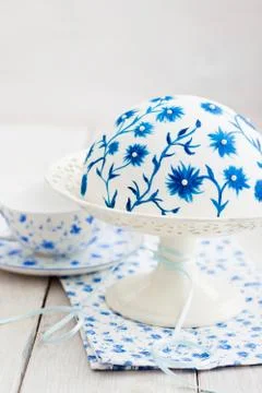 Cake with painted flowers Stock Photos