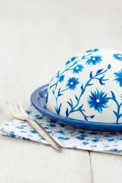 Cake with painted flowers Stock Photos