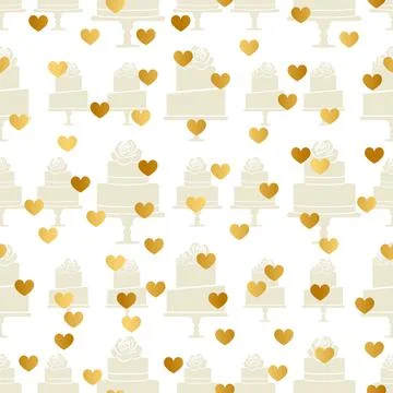 Cake Pattern Design with Hearts Stock Illustration