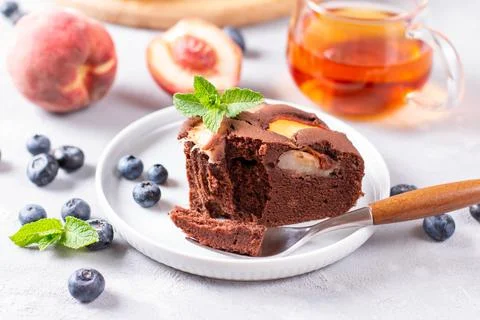 Cake with peach Stock Photos