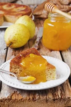 Cake with pear jam Stock Photos