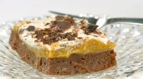 Cake with pears and a fork cutting a piece Stock-Footage 67626743