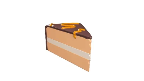 Cake piece with chocolate glaze 3d icon motion. Stock Footage 299560059