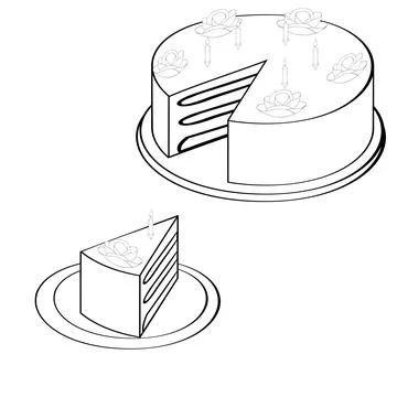 A cake with a piece Иллюстрация