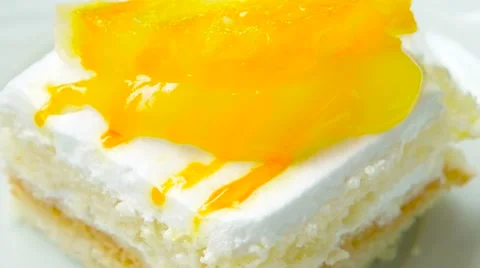 Cake with pineapple closeup, top view Stock Footage 54226987