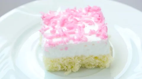 Cake with pink decoration rotates Stock Footage 54228786