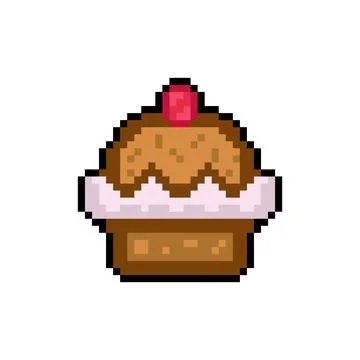 Cake pixel art design vector isolated Illustrazione stock