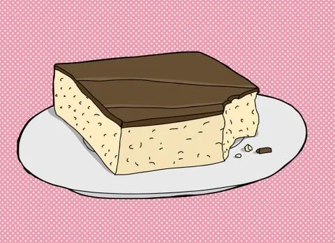Cake on Plate Over Pink 스톡 일러스트