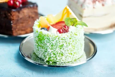 Cake on plate on a table Stock Photos