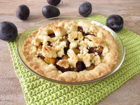 Cake with plums Stock Photos