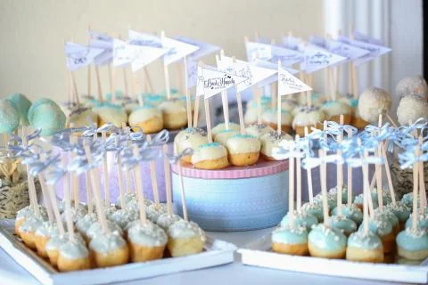 Cake pops arrangement on a table Stock Photos