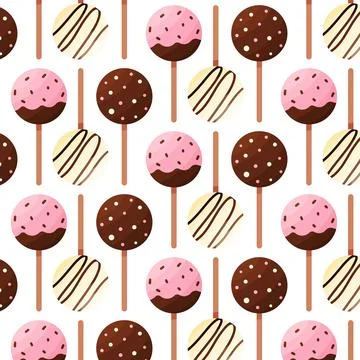 Cake pops chocolate day pattern ice cream 스톡 일러스트