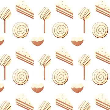 Cake pops donut coffee candy chocolate pattern Stock Illustration