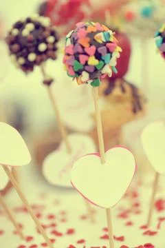 Cake pops on sticks Stock Photos