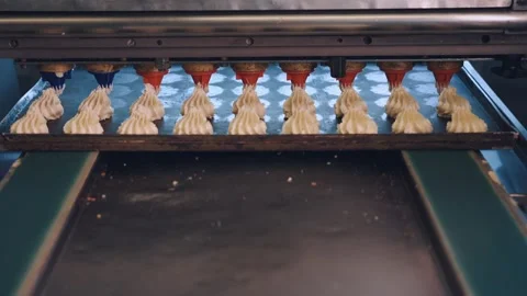 Cake Production Line, Candy Production Line, Cake production Line Stock Footage 337426536