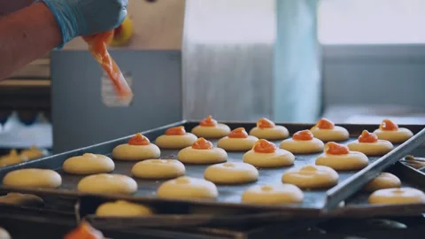 Cake Production Line, Candy Production Line, Cake production Line Stock Footage 337426550