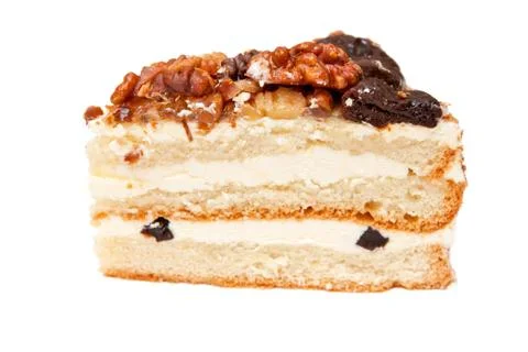 Cake with prunes and walnuts Stock Photos