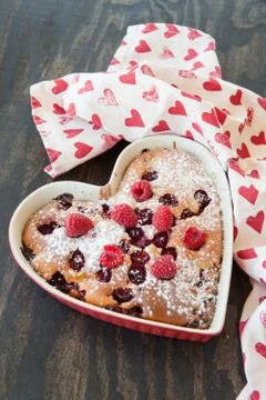 Cake with raspberries Stock Photos