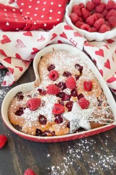 Cake with raspberries Stock Photos