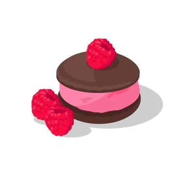 Cake with Raspberry Illustrazione stock