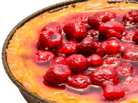 Cake with raspberry Stock Photos