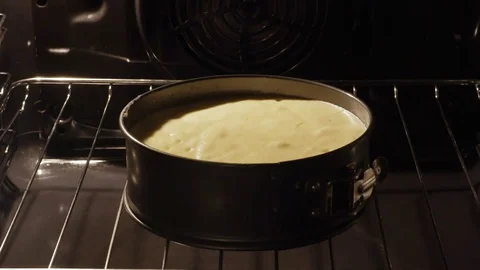 Cake rising in the oven Stock Footage 83014954