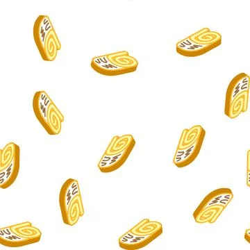 Cake roll isometric icon seamless pattern 스톡 일러스트