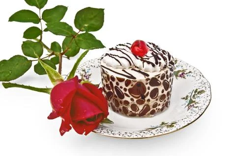Cake with a rose Stock Photos