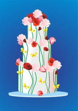 Cake with roses Stock Illustration