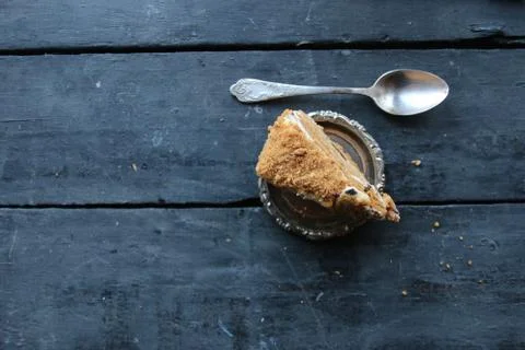 Cake on rustic wooden table Stock Photos